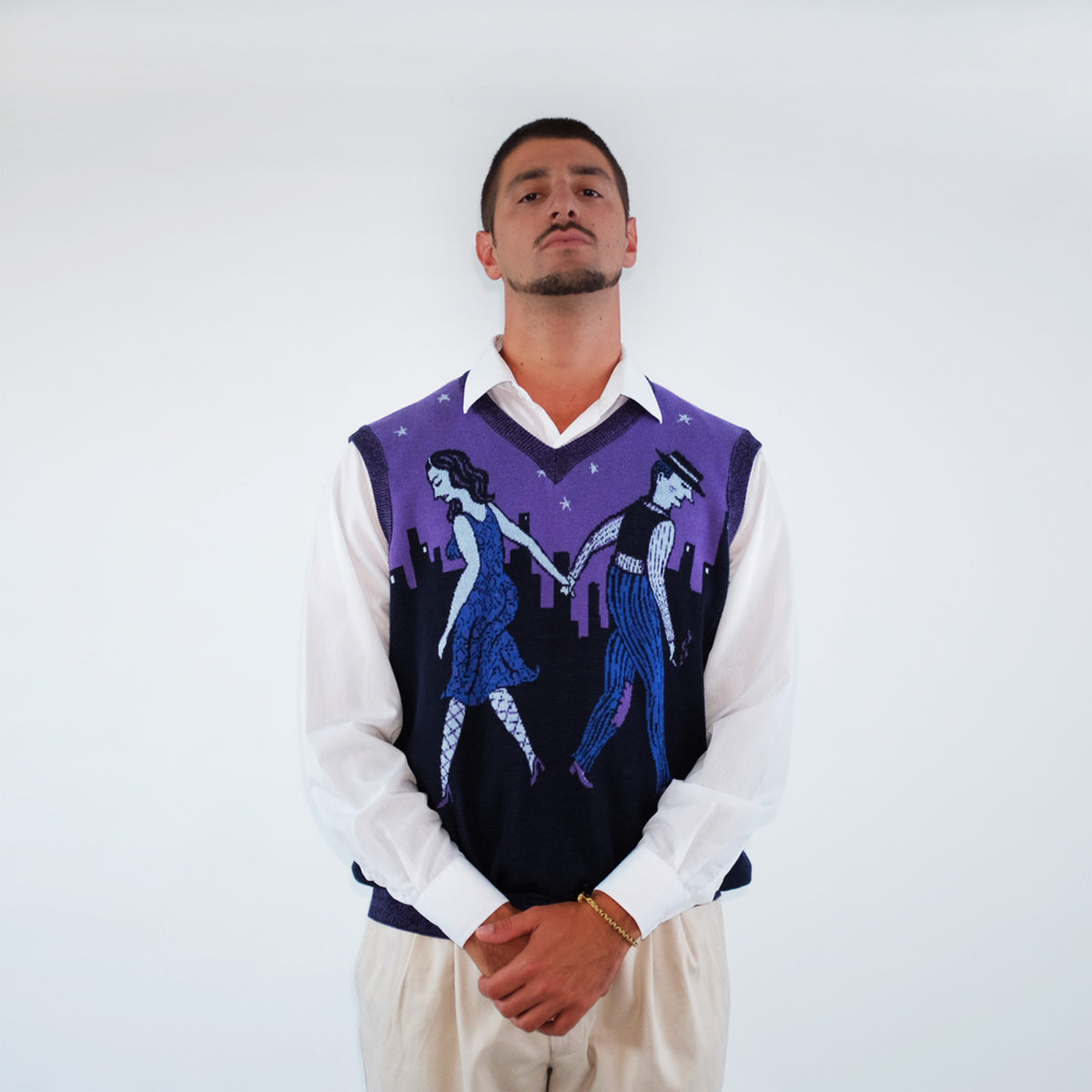 PIANO NOVE X LUCKY BOY SIRANO Jacquard Vest "Tears On Another Final Kiss"