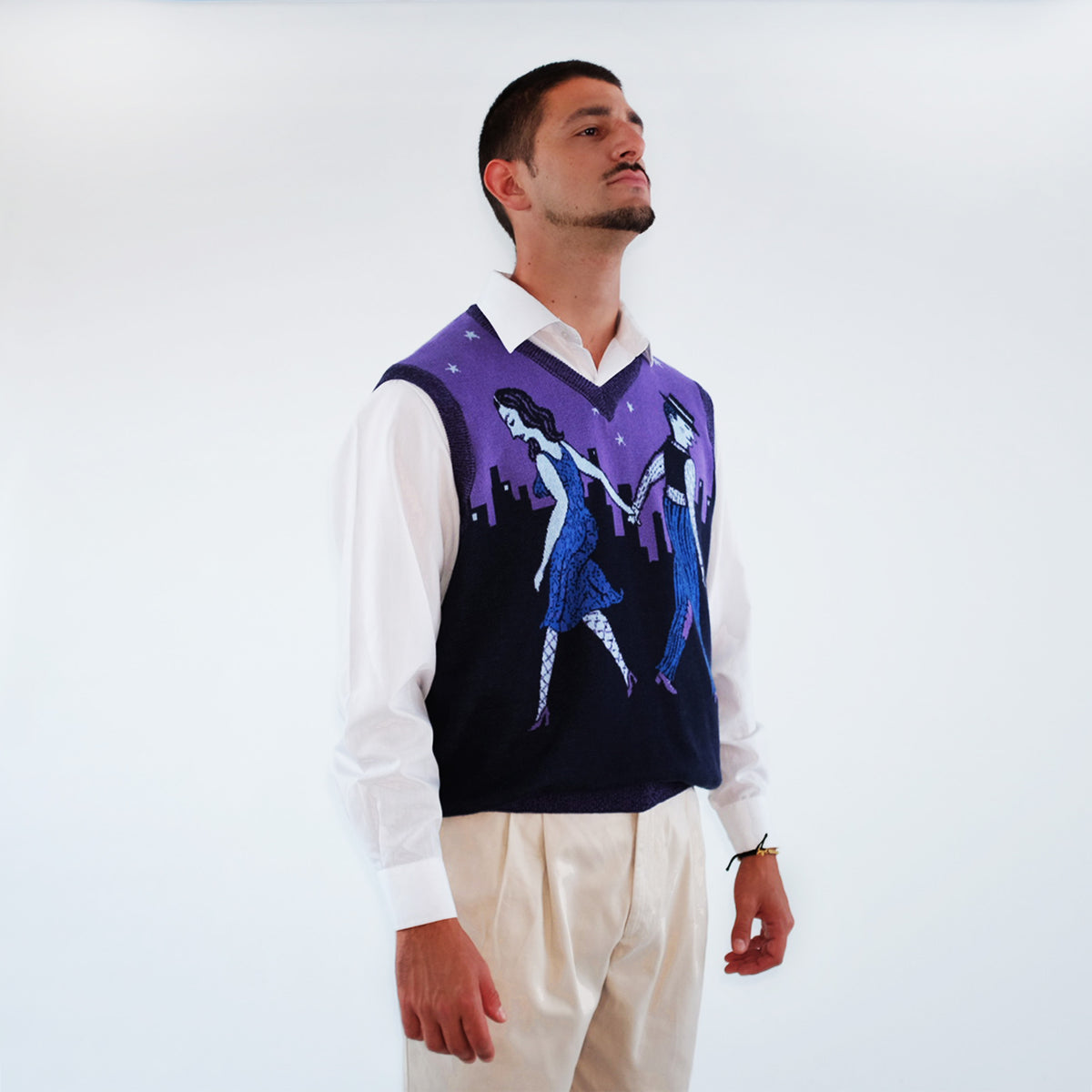 PIANO NOVE X LUCKY BOY SIRANO Jacquard Vest "Tears On Another Final Kiss"
