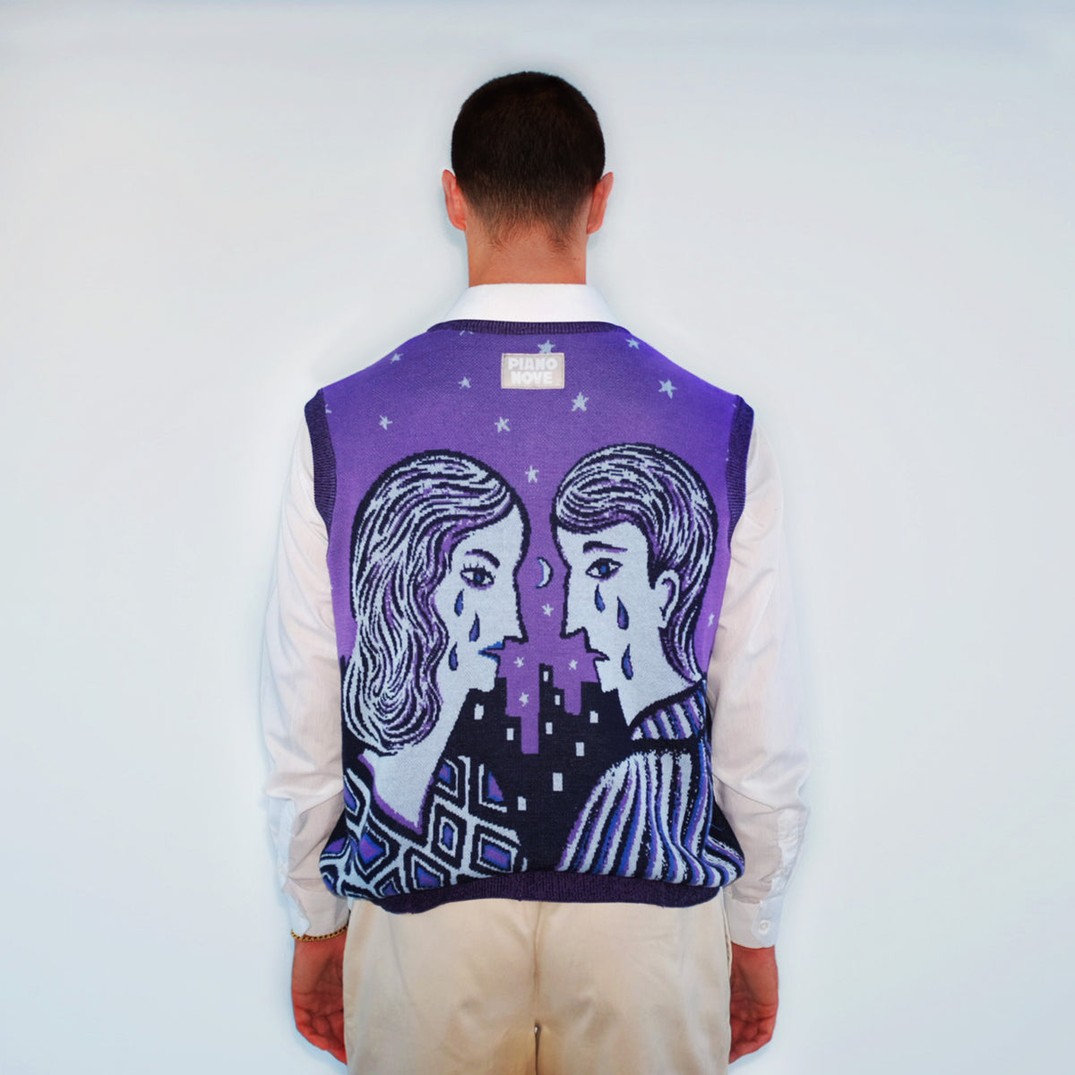 PIANO NOVE X LUCKY BOY SIRANO Jacquard Vest "Tears On Another Final Kiss"
