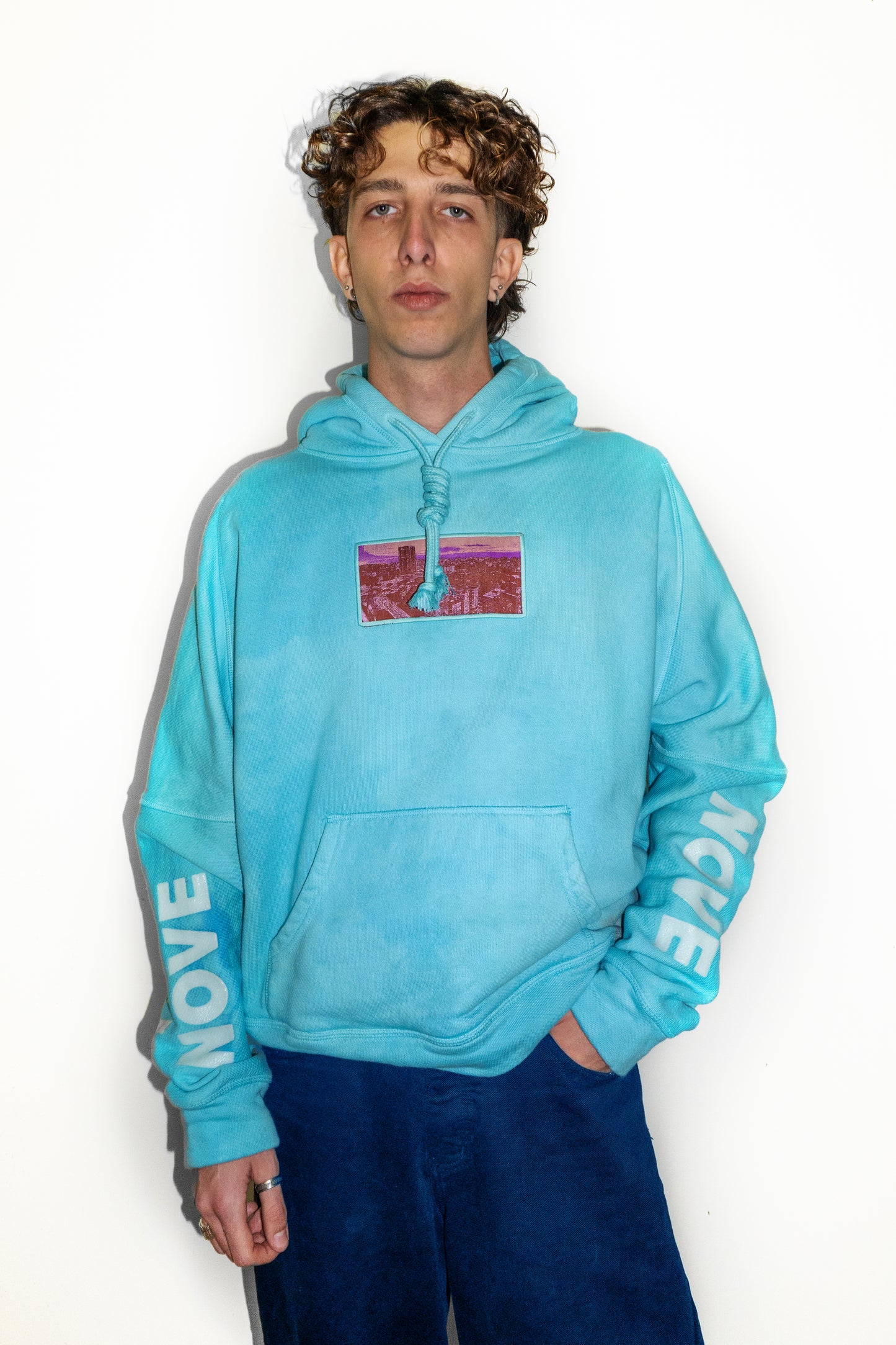 Heavenly dyed hoodie PIANO NOVE "Skyline Logo"