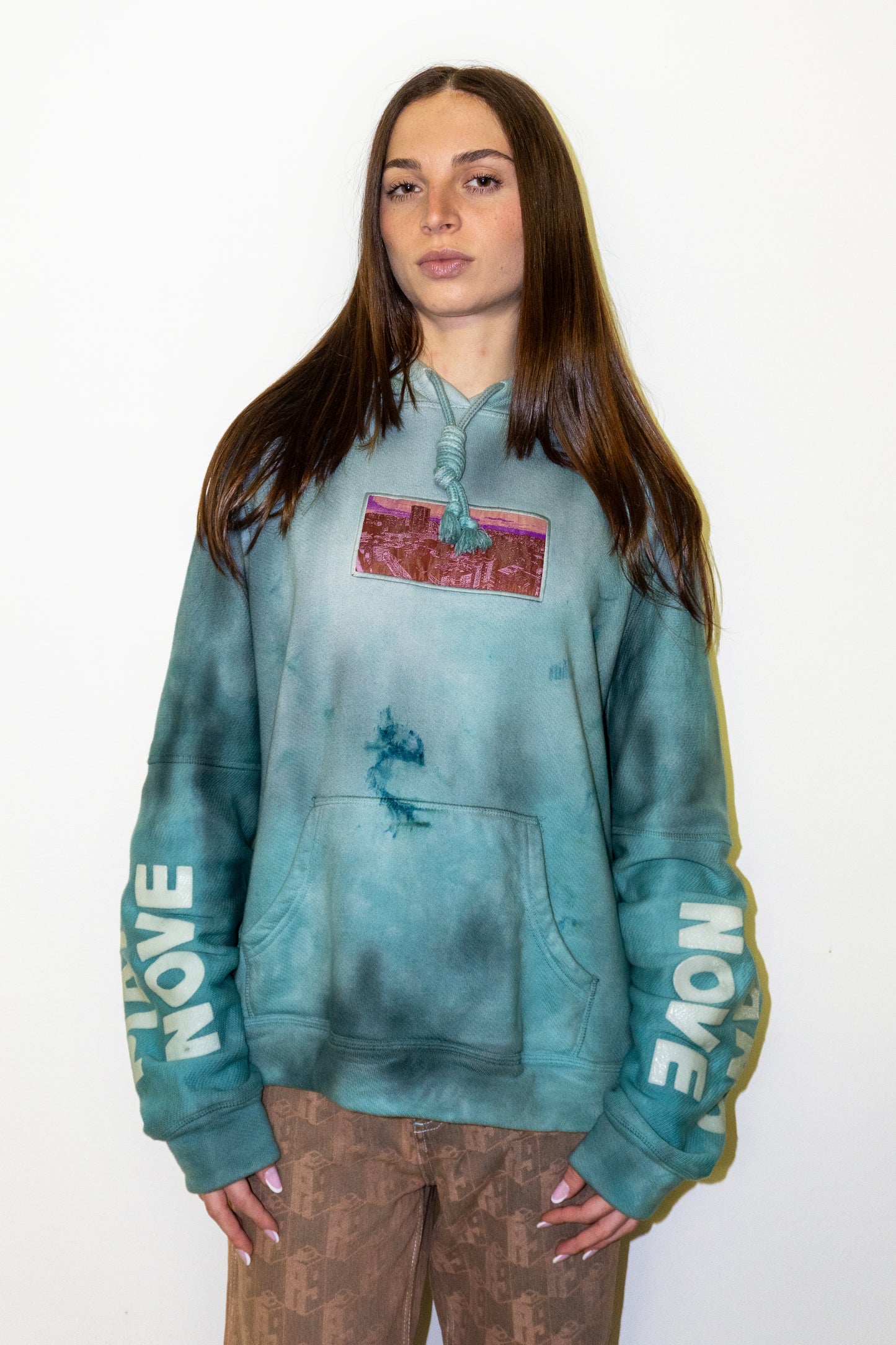 Monster Green Hoodie PIANO NOVE "Skyline Logo"