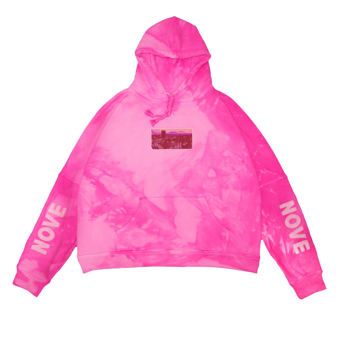 Pink hand dyed hoodie PIANO NOVE Skyline Logo