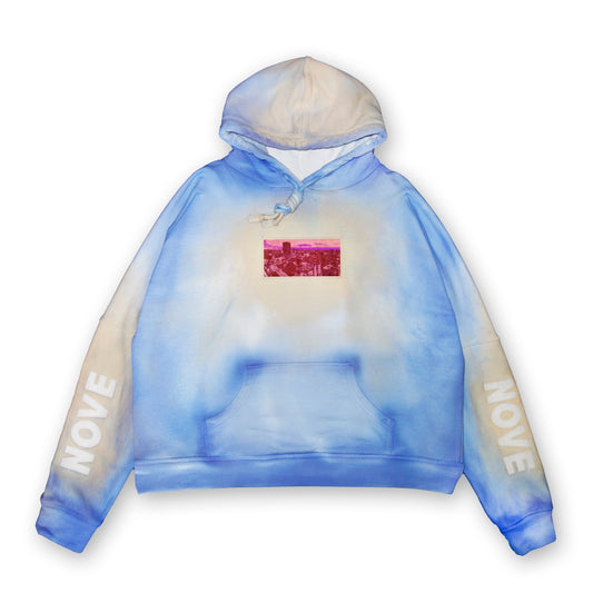 Sprayed W-hoodie  PIANO NOVE "Skyline Logo"