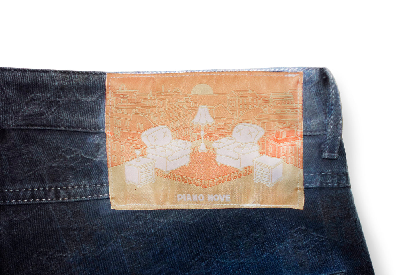 Pantaloni Horizons in denim jacquard Piano Nove